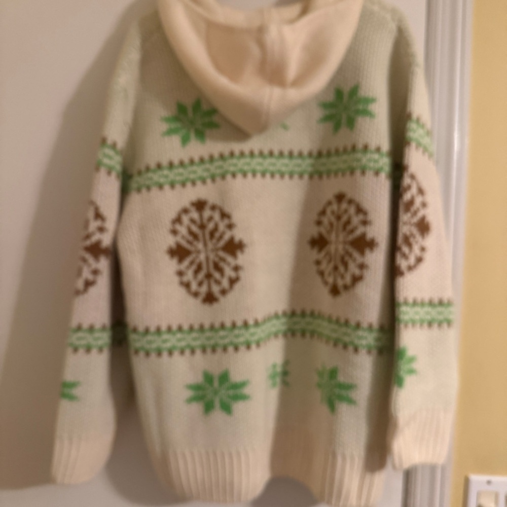 New BDG Madison Mountain Fair Isle Oversized Full-Zip Hoodie Sweater - Picture 8 of 13